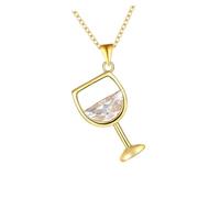 VERDANVERSE Collier Pendentif Coupe en Zircon Brillant Doré Collier Créatif Femme Décoration Suspendue Élégante pour Mariage Soirée et Fêtes Accessoire et Résistant