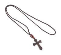 VERDANVERSE Collier Pendentif Croix en Bois Ébène, Collier Crucifix Religieux Artisanal, Bijou Chrétien Unisexe pour Prières, Baptême et Fêtes Chrétiennes, Décoration D’église Élégante