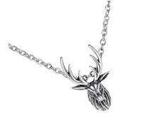 VERDANVERSE Collier Pendentif de Cou Cerf en Acier Titane Chaîne de Cou Simple Pendentif Délicat Style Rétro Unisexe Accessoire Mode pour Présent de Noël