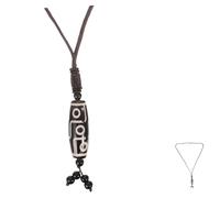 VERDANVERSE Collier Tibétain Pendentif Agate Noire à Neuf Yeux Dzi Chaîne pour Pull Unisexe Bijoux Bouddhistes Ethniques pour Femmes et Hommes