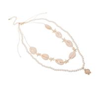 VERDANVERSE Collier Tortue et Coquillages Bohème en Perles Plastique pour Femmes, Accessoire Vacances Plage, Double Couche, Style Océan, Bijou Élégant Marine