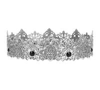 VERDANVERSE Couronne Royale Masculine Vintage en Métal Couleur Argenté Ancien Pierres Décoratives, Tiare Baroque Rétro pour Mariages, Bals et Fêtes D’anniversaire, Accessoire Médiéval Élégant