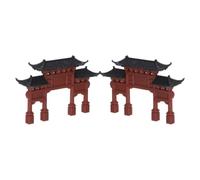 VERDANVERSE Décorations de Mini-Maison Chinoise 2pcs en PP pour Aquarium, Mini-décoration de Portail, Esthétique Naturelle, Compact et Élégant, pour Salons et Bureaux
