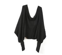 VERDANVERSE Écharpe Tricotée Noire Unisexe avec Manches Cape Chaude et Extensible pour Automne et Hiver Confortable