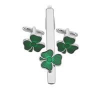 VERDANVERSE Ensemble de Pince à Cravate Irlandaise et Boutons de Manchette en Métal Argenté, Accessoires de Costume pour Hommes, Coffret Présent pour Mariage et Anniversaire, Bijoux Élégants