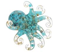 VERDANVERSE Figurine de Pieuvre en Résine Cristal Naturel et Éclats de Turquoise, Décoration D'aquarium Originale, Ornement Marin Artistique pour Bureau et Maison, Sculpture Miniature 1 Pièce