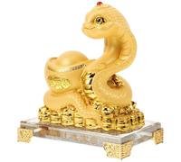 VERDANVERSE Figurine Serpent Dorée en Résine 125x80x141 Mm, Décoration Intérieure Zodiaque Chinois 2025, Statue Feng Shui Chance et Richesse pour Maison, Bureau et Événements Festifs