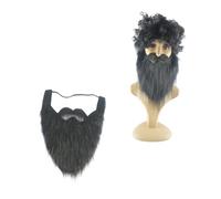 VERDANVERSE Grand Faux Barbe Cosplay avec Moustache pour Halloween Barbe Adhésive Réaliste Accessoire de Déguisement Visage Complet pour Fête et Théâtre
