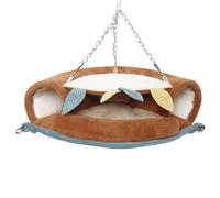 VERDANVERSE Hamac pour Cage à Hamster Suspendu, Peluche Marron, Lit Chaud | Lit Suspendu pour Petits Animaux, Tunnel de Repos, Usage Porte ou Chauffage, Rangement Facile