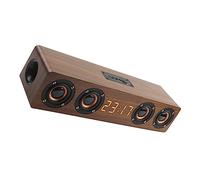 VERDANVERSE Haut Parleur Marron avec Horloge Enceinte sans Fil Multifonction pour Maison PC et TV Support Carte et Radio FM Intégrée
