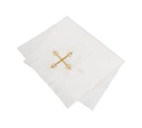 VERDANVERSE Linge D'autel Catholique en Coton et Lin Blanc 44 X 25 Cm, Serviette de Communion Purificatrice Brodée avec Symbole de Croix, Nappes D'autel Messe et Cérémonie Liturgique