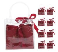 VERDANVERSE Lot de 10 Set de Set de Pochettes Présents Mariage Rouges Paquet Pvc à Poignée, Grosse Capacité et Design Délicat pour Occasions de Mariage et Fêtes