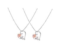 VERDANVERSE Lot de 2 Colliers Cœur Saint-Valentin Pendentif Rose en Alliage et Cristaux Bijoux pour Femme Présent Romantique et Élégant Accessoire pour Fêtes et Sorties Finition Solide