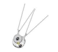 VERDANVERSE Lot de 2 Colliers de Couple Lune et Soleil Projection je T'aime en 100 Langues, Pendentifs Magnétiques Assortis, Bijoux Amoureux pour Couples, Accessoire Léger et Romantique