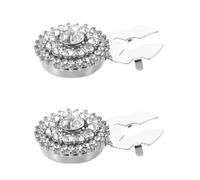 VERDANVERSE Lot de 2 Couvre-boutons de Chemise Ronds à Clipser en Alliage Métal avec Cristaux Blancs, Boutons de Manchette Élégants pour Smoking et Chemises Habillées, Accessoires
