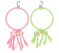 VERDANVERSE Lot de 2 Jouets Perroquet à Mâcher en Corde de Coton, Anneaux Suspendre Petits, Jouets Suspendus pour Cage Oiseaux, Balançoire pour Perroquets et Perruches Couleur Aléatoire