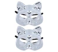 VERDANVERSE Lot de 2 Masques Disco à Paillettes Miroir Chat Masque de Bal Masqué pour Halloween et Fêtes Costumées pour Adultes Homme et Femme Accessoire Carnaval et Soirée Dansante