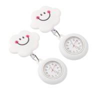 VERDANVERSE Lot de 2 Montres de Poche Suspendues pour Infirmière, Silicone Blanc, Design Nuage, Fonction Stable et Pratique, pour Soins Médicaux et Examens