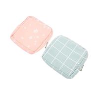 VERDANVERSE Lot De 2 Paquet Menstruels en Tissu Pochette Portable pour Serviettes Hygiéniques Design Élégant en Rose Et Bleu Adolescentes Paquet à Main Pratique pour Voyages Et Sorties