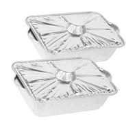 VERDANVERSE Lot de 2 Poêles en Aluminium Rectangulaires Jetables pour Barbecue Extérieur, Capacité 2500ml, Protection et Conservation des Aliments, pour Fêtes et Camping