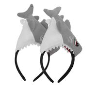 VERDANVERSE Lot de 2 Serrage-têtes Requin Gris Doux en Peluche 3d, Bandeaux pour Maquillage et Déguisements D'océan, Accessoires Coiffure Confortables pour Filles et Femmes, Fêtes