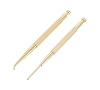 VERDANVERSE Lot de 2 Stylets D’acupression en Laiton 12,5 Cm - Bâtonnets de Massage Auriculaires Tête Flexible à Ressort et Tête Rigide - Stimulation Précise des Points D’acupuncture