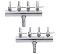 VERDANVERSE Lot de 2 Vannes Multivoies en Acier Inoxydable pour Aquarium Répartiteur d'air 4 Voies 4 Mm Réglable Distributeur et Vanne de Contrôle du Débit d'air pour Pompe à Air