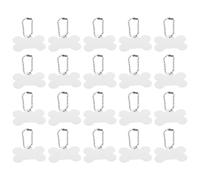 VERDANVERSE Lot de 20 Médailles Gravées pour Chiens en Alliage d'Aluminium Pendentifs Os à Sublimation Blancs Suspendus Étiquettes Nominatives pour Chiots Plaques d'Identité