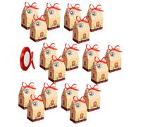 VERDANVERSE Lot de 24 set de Boîtes à Friandises Forme Maison de Noël en Papier Coloré avec 1 Rouleau de Ruban Rouge et 24 Autocollants Numérotés Contenant à Bonbons Décoratif pour Fêtes et