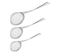 VERDANVERSE Lot de 3 Écumoires en Acier Inoxydable Manches Longs Résistants la Chaleur, Passoires de Cuisson de 8 Cm, 11 Cm et 14 Cm, Tamis Multifonction pour Friture, Filtrage de Jus
