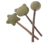 VERDANVERSE Lot de 3 Jouets à Mâcher pour Chaton en Herbe à Chat Sucettes Nettoyantes Dents Formes Étoile Boule et Tête de Chat Jouets D'hygiène Buccale