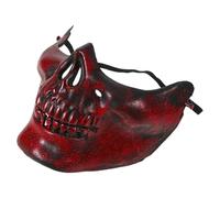 VERDANVERSE Lot de 3 Masques Demi-Visage en Plastique Style Crâne Rouge Ancien Taille Unique Masque Effrayant pour Costume Halloween et Cosplay pour Fête Adulte