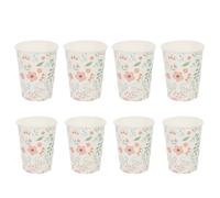 VERDANVERSE Lot de 32 Gobelets en Papier à Motifs Floraux Jetables 9 Oz Vert Feuille pour Fêtes Anniversaires et Pique-Niques Fournitures de Fête Pratiques et Décoratives