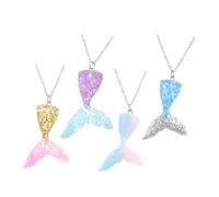 VERDANVERSE Lot de 4 Colliers Queue de Sirène en Acier Inoxydable, Couleurs Dégradées Violet, Or, Bleu et Multicolore, Pendentifs Fantaisie pour Femme, Bijoux de Fête et Usage Quotidien,