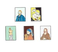 VERDANVERSE Lot de 5 Broches D'artiste en Alliage Émaillé, Épingles à Poitrine de Dessin Animé, Motifs Portraits Célèbres de Peintres, Décoratives pour Vêtements, Paquet et Costumes,