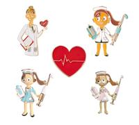 VERDANVERSE Lot de 5 Broches en Alliage de Cœur Décoration Créative Infirmière et Médecin Accessoires Mode Féminins Présent Infirmier pour Blouse et Tenue Professionnelle