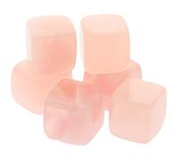 VERDANVERSE Lot de 6 Glaçons en Quartz Rose Réutilisables pour Whisky, Pierre Cubique 1,5-2 Cm, Refroidisseur de Boissons, Bar, Restaurant et Usage Domestique