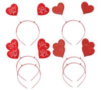 VERDANVERSE Lot de 6 Serrage-Têtes de Cœur Rouges Bandeaux de Saint-Valentin pour Garçon et Filles Taille Unique Légers et Confortables Accessoires Coiffure de Fête pour Carnaval et Bal