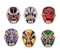 VERDANVERSE Lot de 6 Set de Broches Opéra de Pékin en Alliage, Épingles Colorées à Motif Visage D’opéra Chinois, Accessoires pour Veste, Pull et Costume, Broches Traditionnelles pour