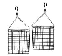 VERDANVERSE Mangeoire à Oiseaux Suspendue en Métal pour L'extérieur avec Chaîne Réglable, Plateau Carré Spacieux, Lot de 2 Mangeoires à Suif Résistantes aux Intempéries pour Jardin et Patio