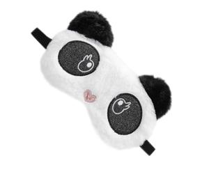 VERDANVERSE Masque de Sommeil Ajustable en Peluche Douce Bandeau Noir, Cache-œil de Sommeil Adorable Motif Panda Brodé, Accessoire Confortable pour Femme et Fille, pour Voyage et Relaxation