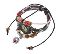 VERDANVERSE Montre Bracelet Femme Vintage Cuir Véritable Quartz Design Élégant Ajustable avec Pendentif pour Style Rétro Décontracté