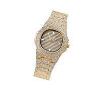VERDANVERSE Montre Homme Hip Hop Zircon avec Bracelet Acier Doré Montre Quartz pour Poignet
