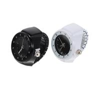 VERDANVERSE Montres à Doigt Extensibles 2 Pcs Noir et Blanc Bagues Montre Rondes en Quartz Bracelet Élastique Unisexe Adolescents et Étudiants Cadran Simple Minimaliste, Taille Ajustable