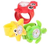 VERDANVERSE Montres pour Garçon Et Filles Animaux Marins Slap-Band en Plastique Léger Multicolore pour Garçon Et Filles Usage Quotidien Motifs Crabe Tortue Étoile De Mer (Lot De 3
