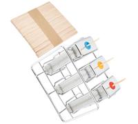 VERDANVERSE Moule à Glace Inox Réutilisable avec Support et Bâtonnets Bois Moule à Popsicle DIY pour Crème Glacée Barres Glacées et Glaçons Maison Facile à Démouler et Nettoyer