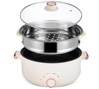 VERDANVERSE Multicuiseur Électrique Portable 28 Cm Antiadhésif Panier Vapeur En Acier Inoxydable, Chauffage Rapide Multifonction Pour 5-6 Personnes, Bureau, Voyage Et Dortoir