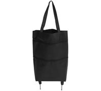 VERDANVERSE Paquet Noir en Tissu Oxford de Courses Pliable à roulettes Portable et Réutilisable avec Poignée, pour Transporter des Provisions Quotidien