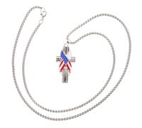 VERDANVERSE Patriotic American Flag Cross Pendant Necklace For Men And Women Alloy Metal Decorative Jewelry For Family And Friends