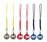 VERDANVERSE Pendentifs Amulette Chat Maneki Neko en Cuivre Clochette Lot de 6 Pièces Décorations à Suspendre pour Téléphone Portable et Paquet Charme Chance et Prospérité